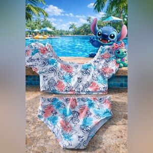 Disney Stitch Toddler Two Piece Swimsuit Size 2T Tropical Bikini Set